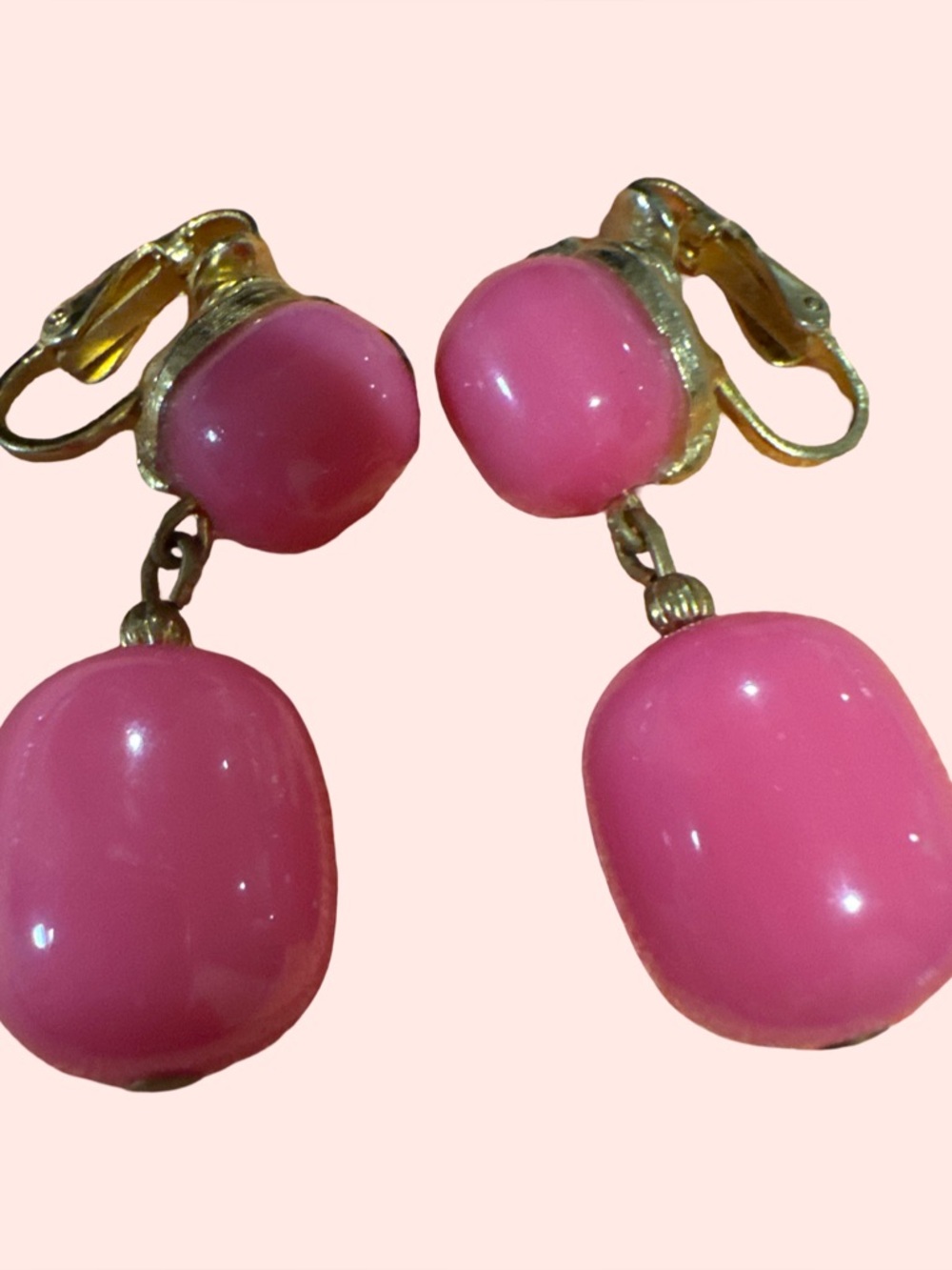 Pink Dangle Clip-On Earrings